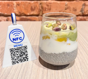 Budincă de chia cu fistic și mango